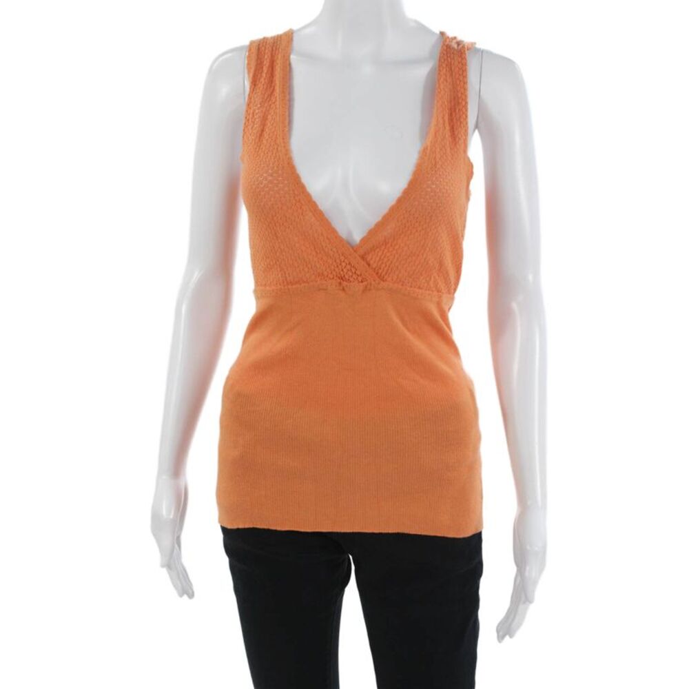 Moth Anthropologie Women Camisole Orange V-Neck 100% Cotton Sleeveless Size M